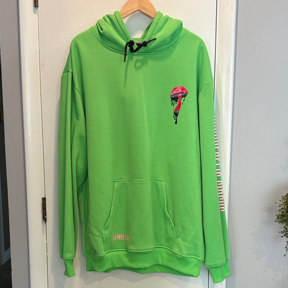 Jeffree Star Vibrant Green Hoodie with Pink Design